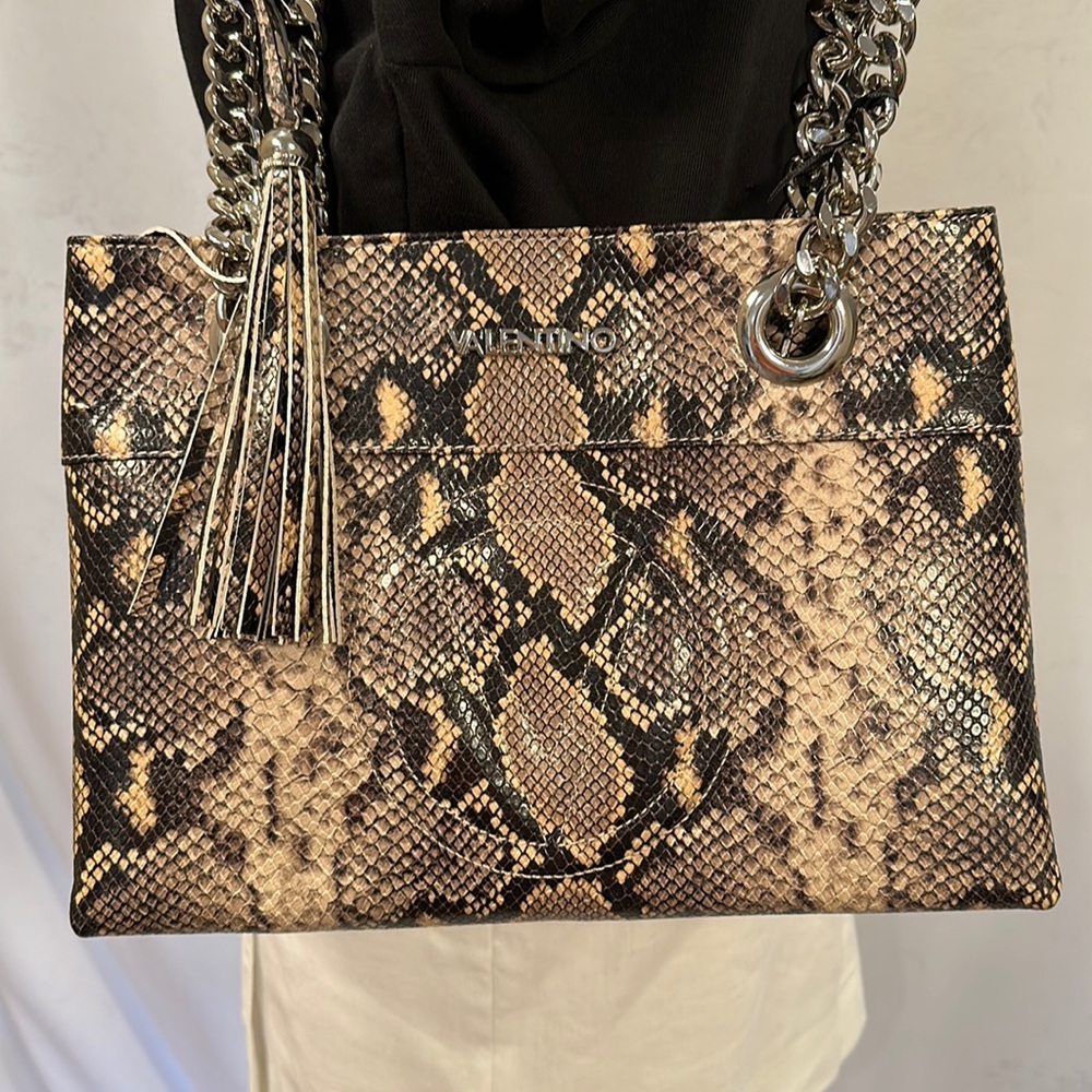 NWT Mario Valentino snake print leather shoulder bag - Picture 2 of 14